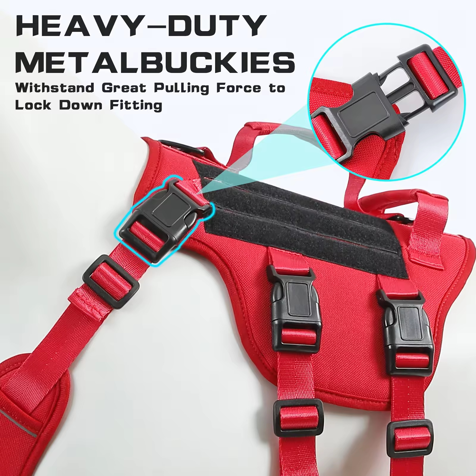 Heat-resistant Durable Nylon Tactical Service Dog Harness, Adjustable No-pull Reflective Vest With Dual Handles For Large Dogs - Image 4