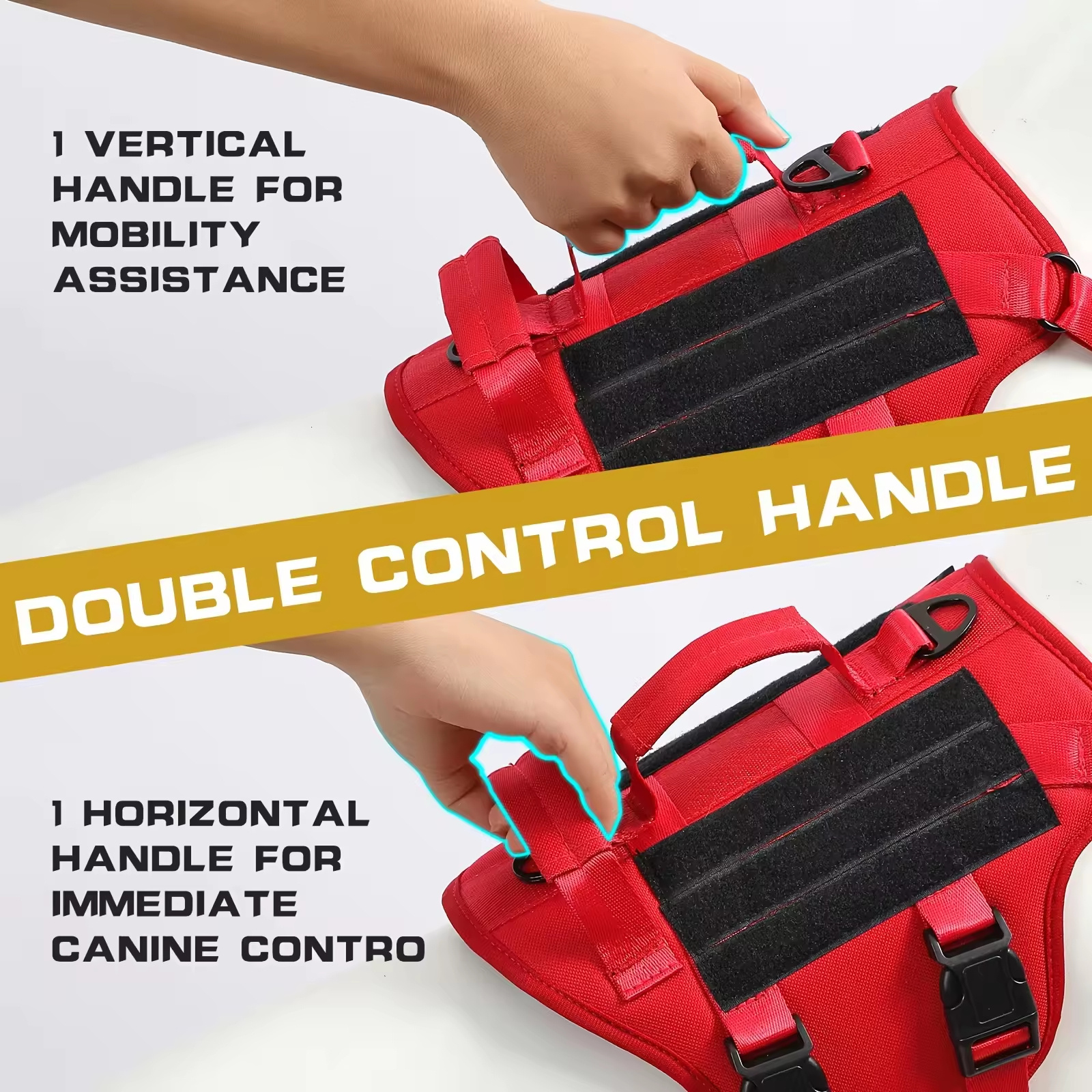 Heat-resistant Durable Nylon Tactical Service Dog Harness, Adjustable No-pull Reflective Vest With Dual Handles For Large Dogs - Image 9
